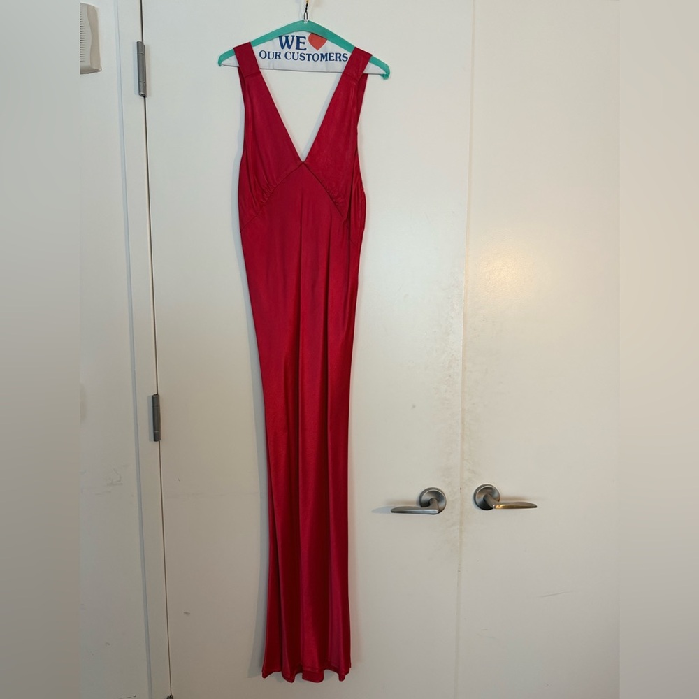 Rumored Sunset Strip Maxi Dress in Cranberry Red